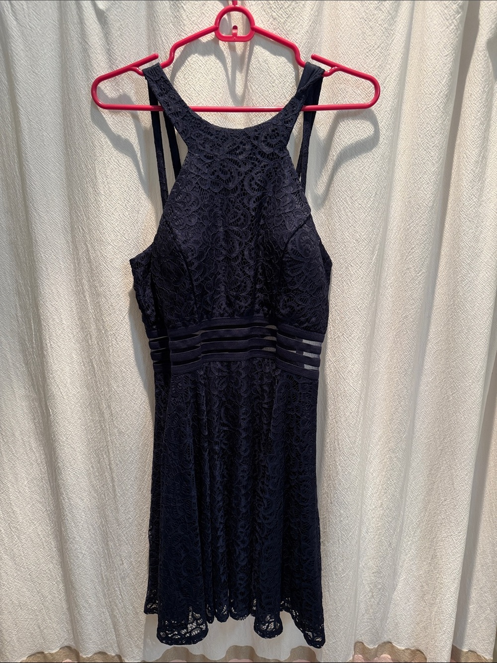 City Studio Navy Lace Halter A-Line Dress